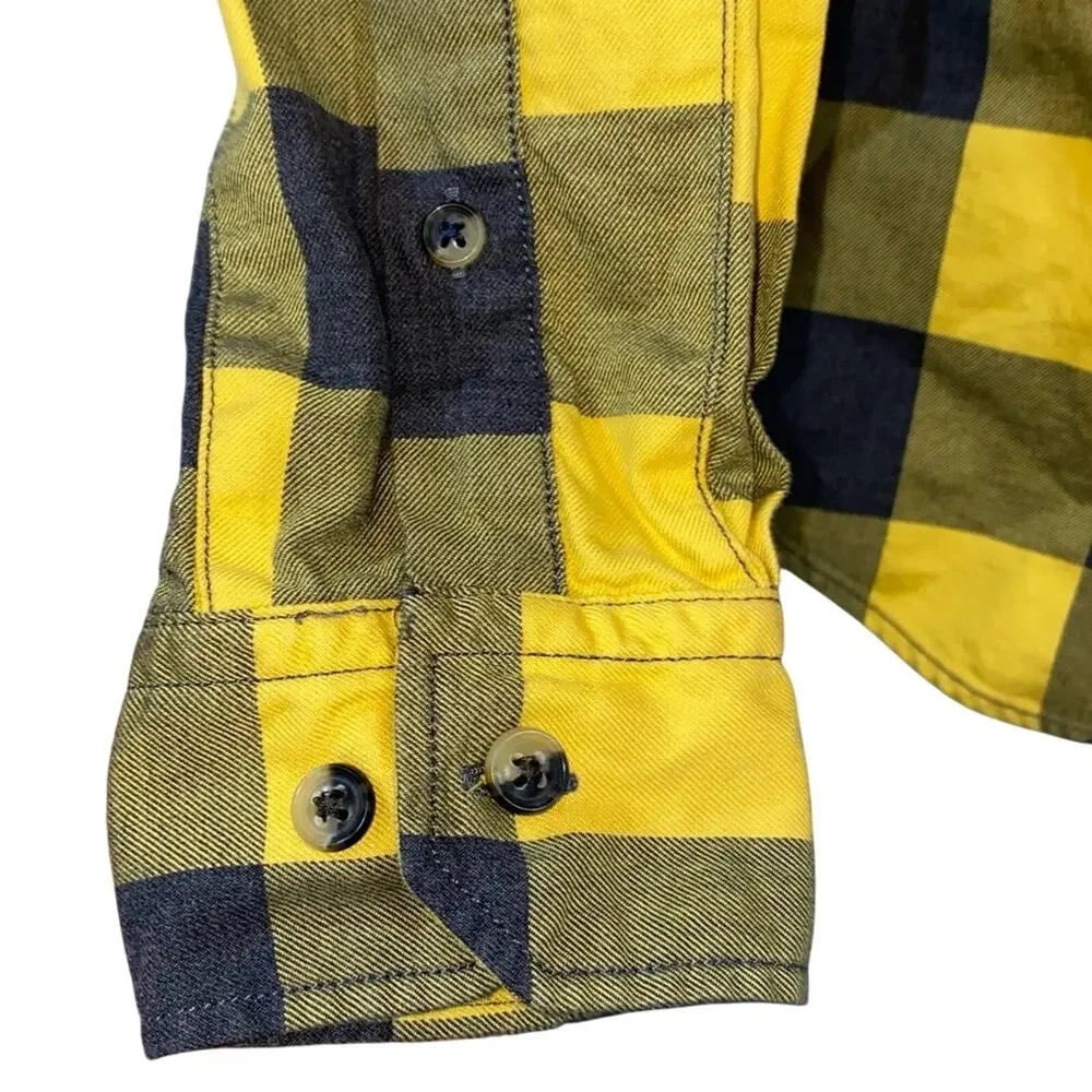 Banana Republic Slim Fit Plaid Button Up Shirt Men’s Medium Yellow Black Cotton